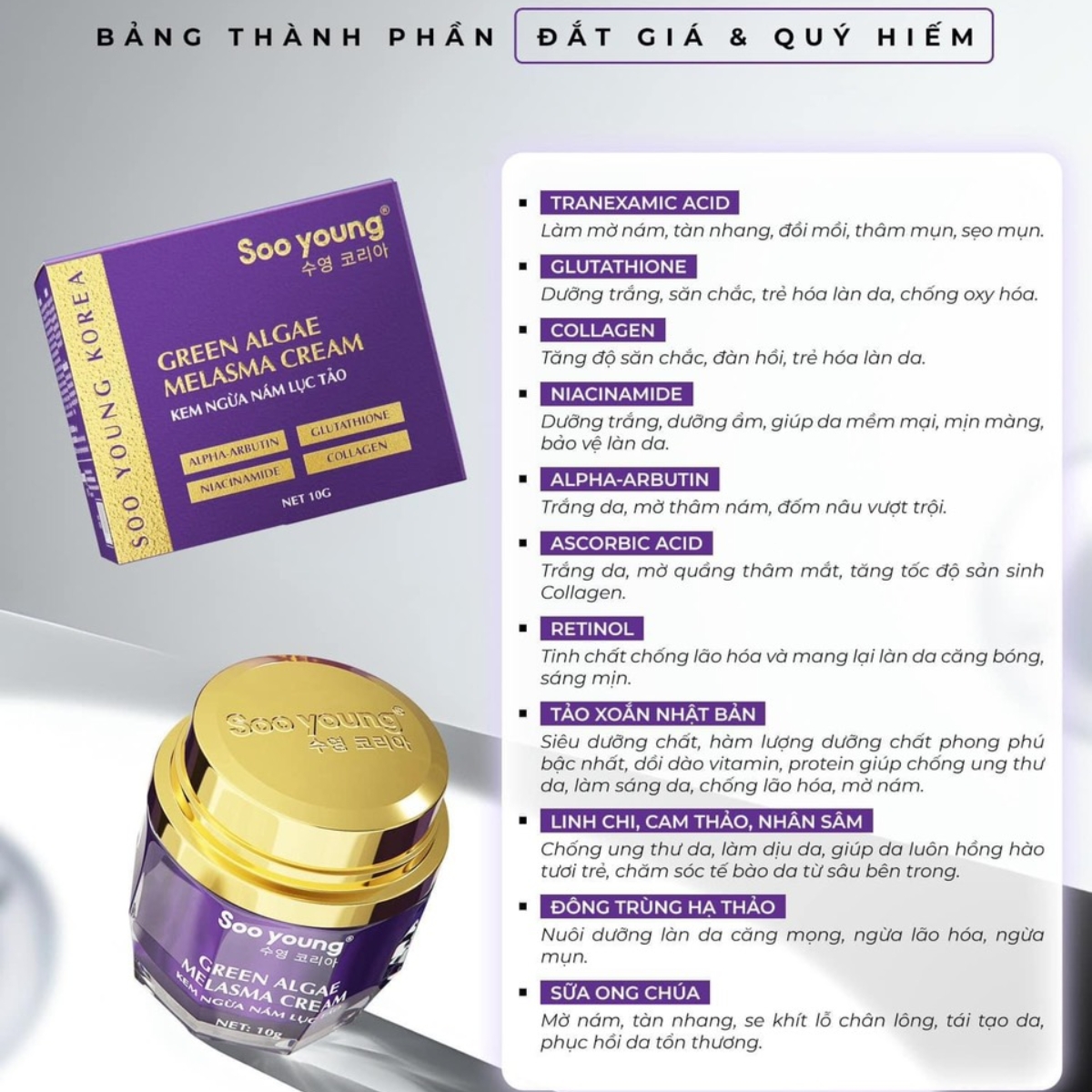 thành phần thiên nhiên, đắt giá