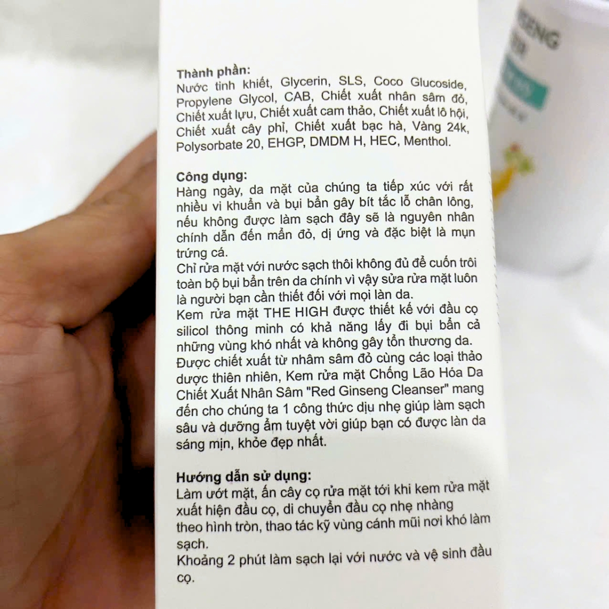 kem rửa mặt tạo bọt nhân sâm đỏ The High công thức dịu nhẹ giúp làm sạch sâu và hỗ trợ dưỡng ẩm tuyệt vời giúp bạn có được làn da sáng mịn, khỏe đẹp
