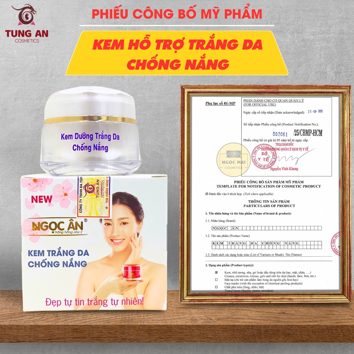 Kem Trắng Da, Chống Nắng Ngọc Ân Công bố mỹ phẩm Ngọc Ân