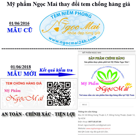 Thông báo thay đổi Tem chống hàng giả - Mỹ phẩm Ngọc Mai