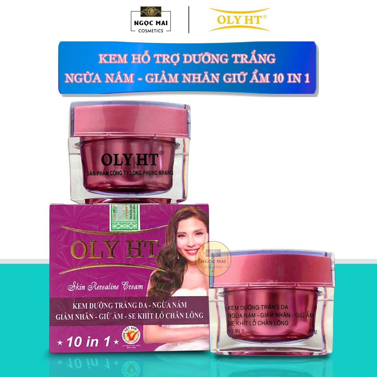 Mỹ Phẩm OLY HT - Kem dưỡng trắng, Ngừa nám, Giảm nhăn, Giữ ẩm, Se khít lỗ chân lông 10 in 1 (35g)