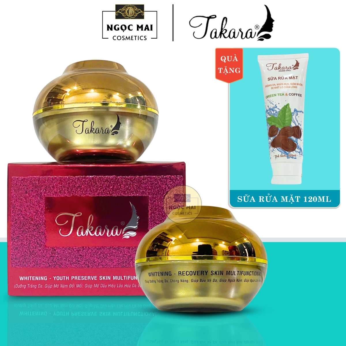 Mỹ Phẩm TAKARA - Kem Nám, Tàn nhang, Đồi mồi, Dưỡng trắng, Chống nắng 17 in 1 (25g) + Quà Tặng