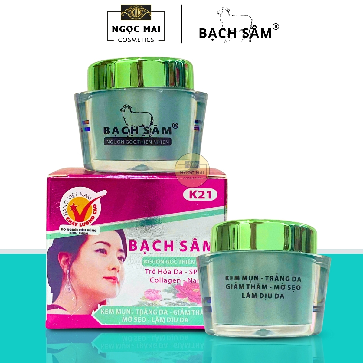 Kem Hỗ Trợ Ngừa Mụn, Trắng Da Bạch Sâm K21 (15g), Hỗ Trợ Giảm Mụn, Thâm, Làm Dịu Da - Mỹ Phẩm Ngô Gia Chính Hãng