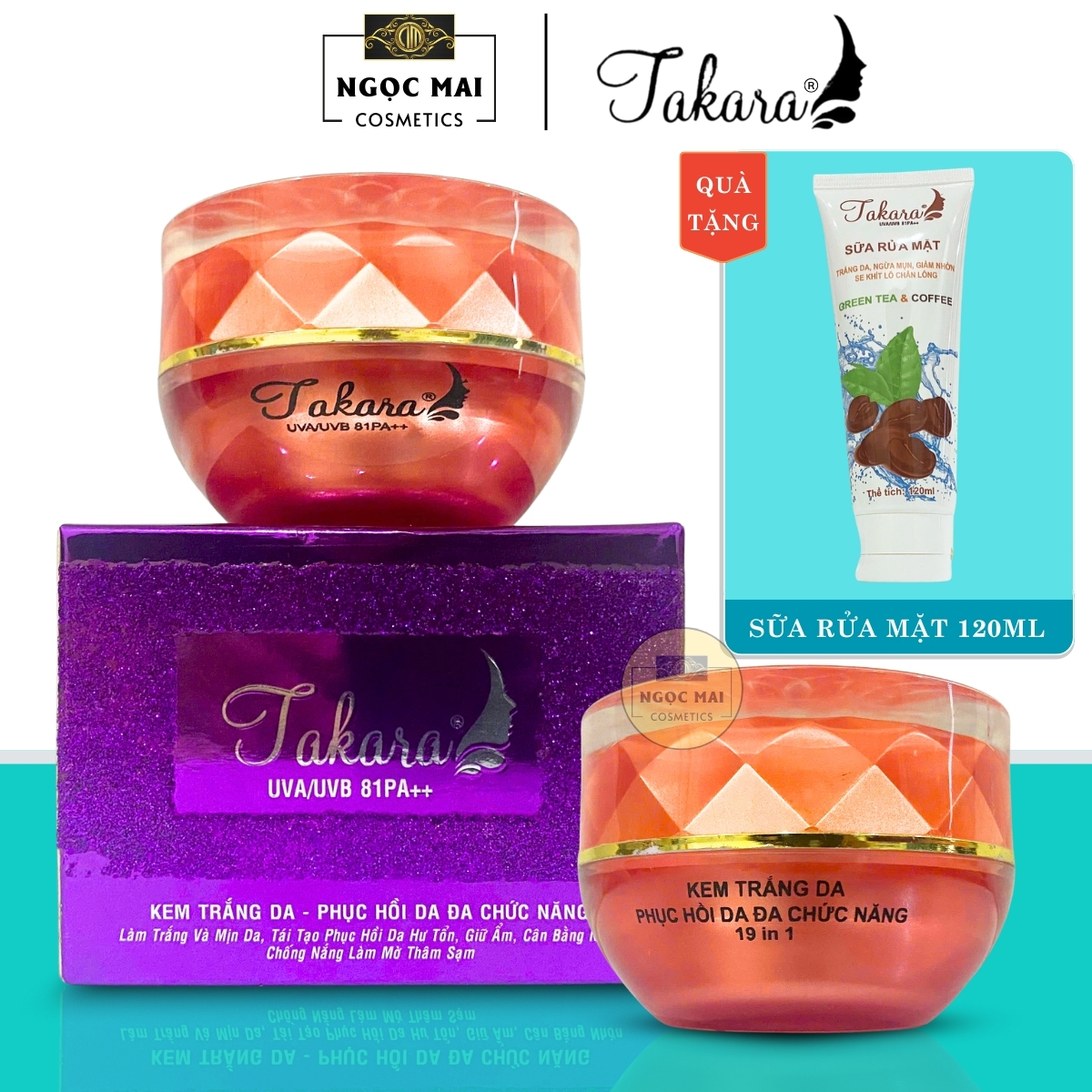 Mỹ Phẩm TAKARA - Kem trắng da, Phục hồi da đa chức năng 19 in 1 (30g) + Tặng SRM Takara