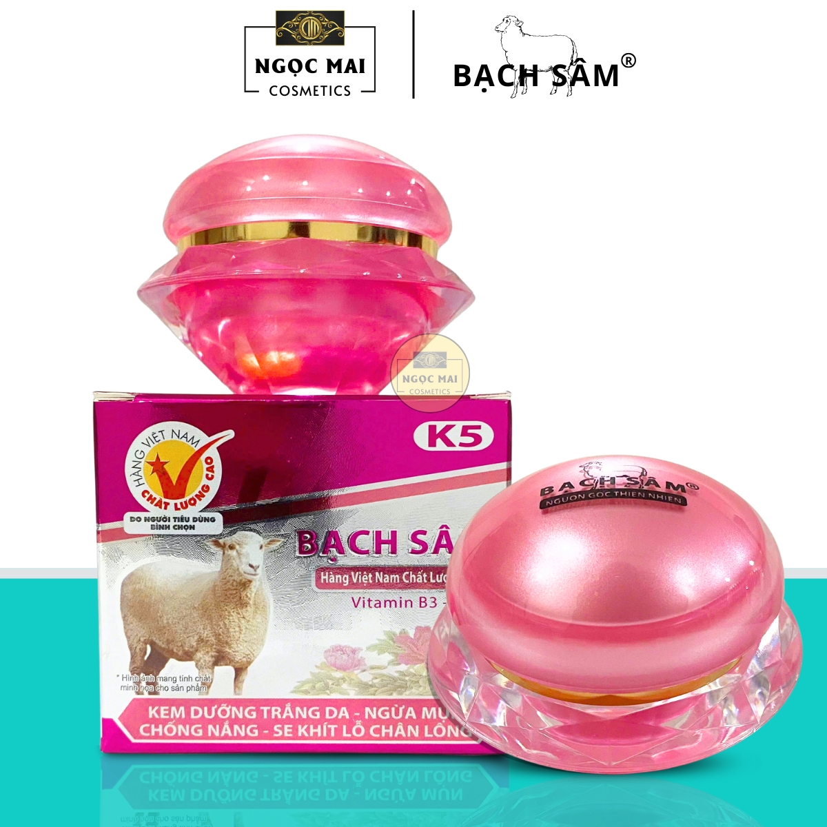 BẠCH SÂM K5 - Kem dưỡng trắng da, Ngừa mụn, Chống nắng, Se khít lỗ chân lông (20g)