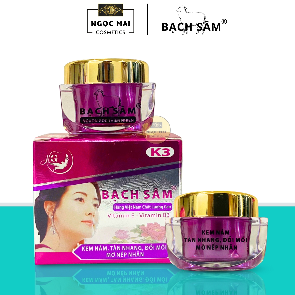 BẠCH SÂM K3 - Kem trị nám, tàn nhang, đồi mồi, giảm nhăn, dưỡng trắng, phục hồi da (12g)