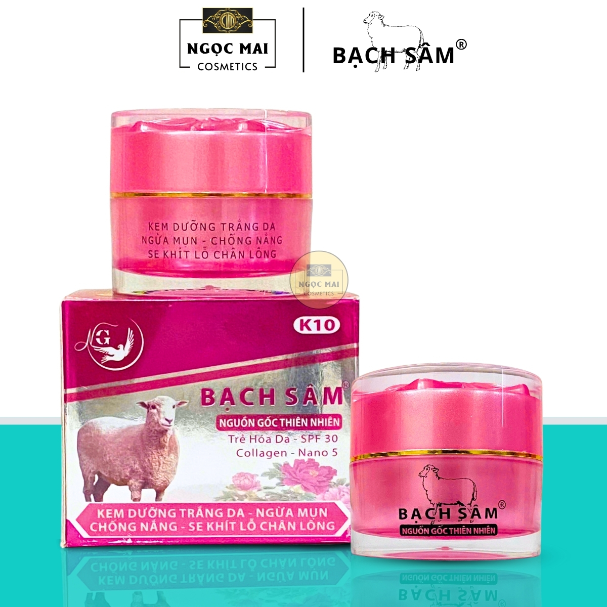 BẠCH SÂM K10 - Kem dưỡng trắng da, Ngừa mụn, Chống nắng, Se khít lỗ chân lông (25g)