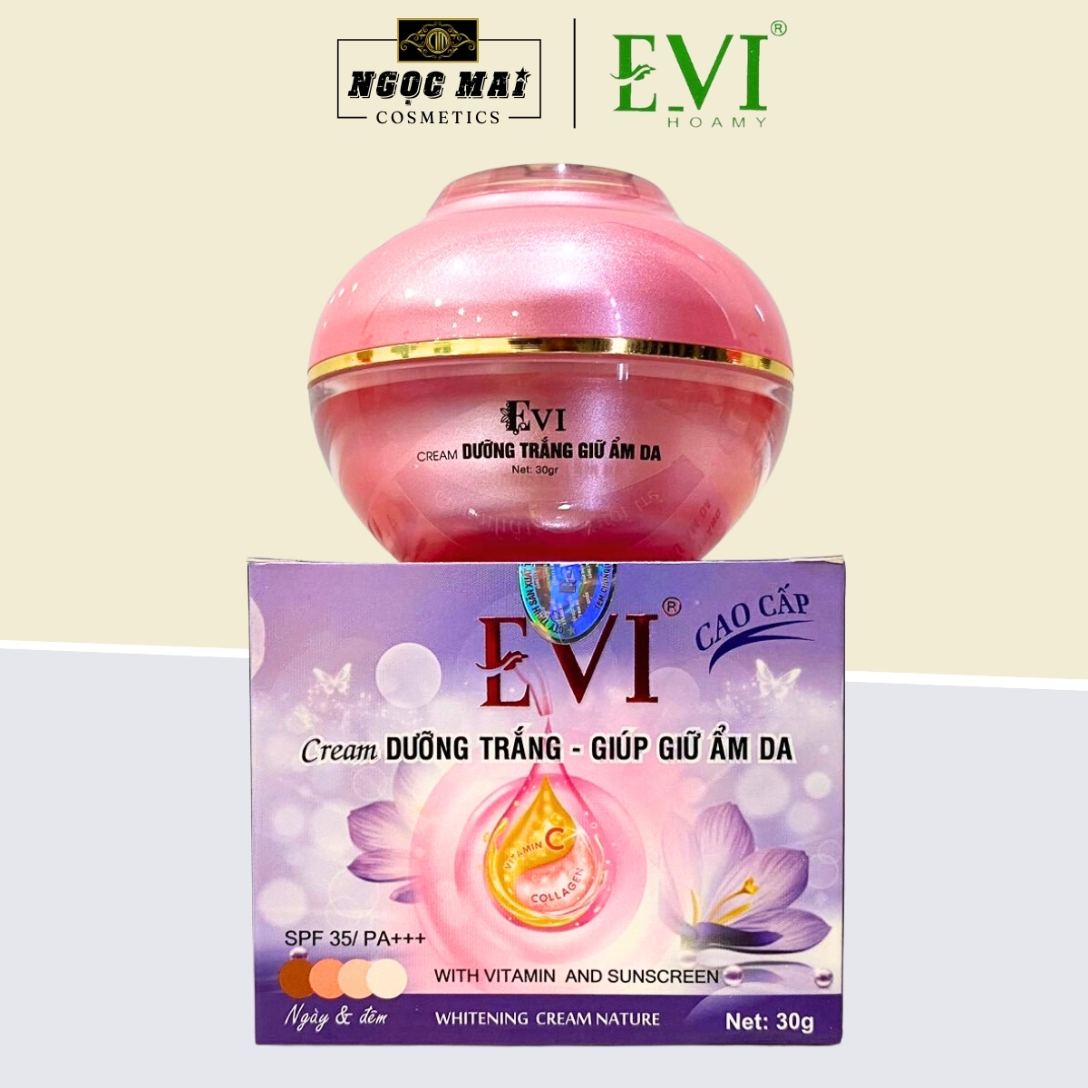 Kem Dưỡng Trắng, Giữ Ẩm Da EVI (30g)