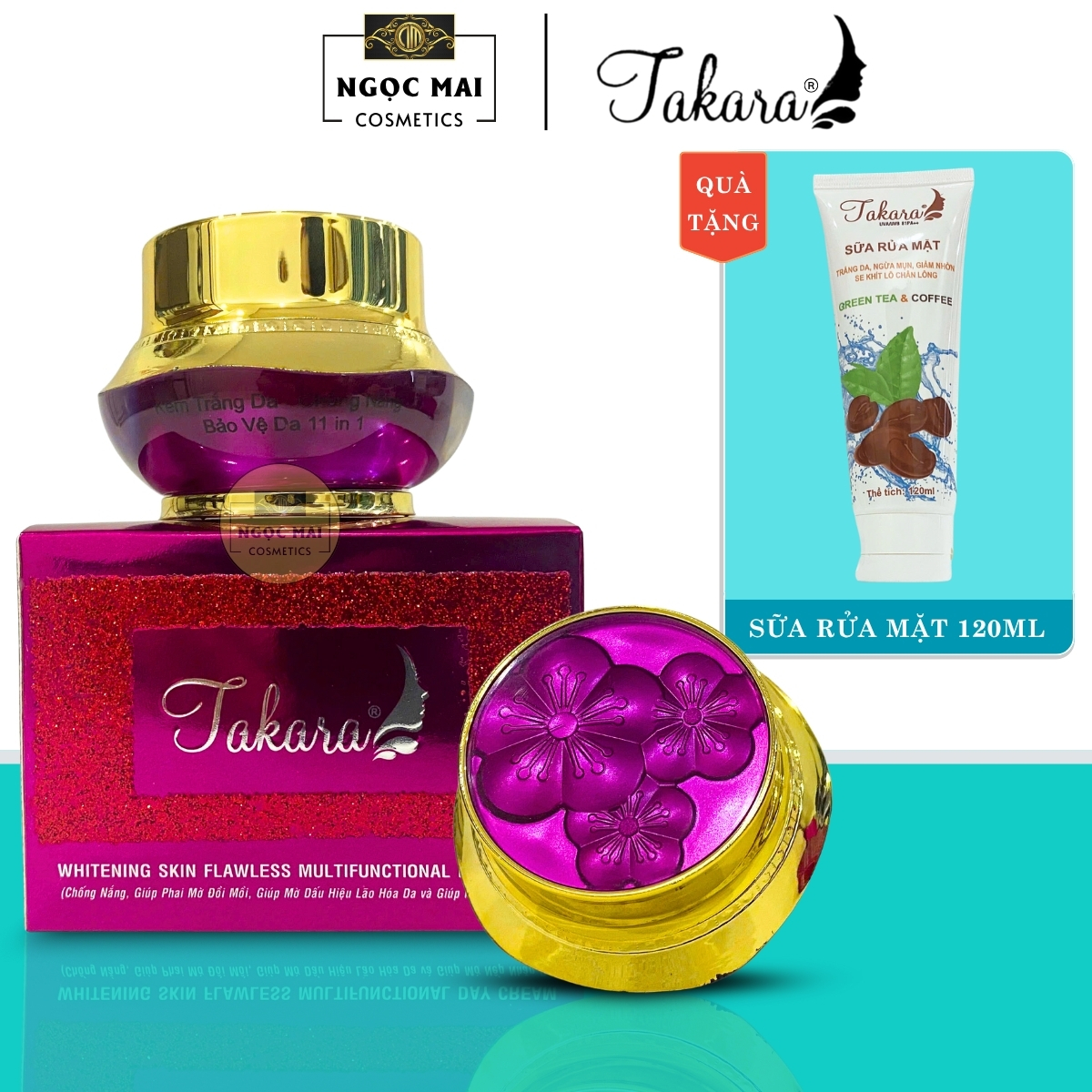 Mỹ Phẩm TAKARA - Kem trắng da, Chống nắng, Bảo vệ da 11 in 1 (18g) + Tặng SRM Takara