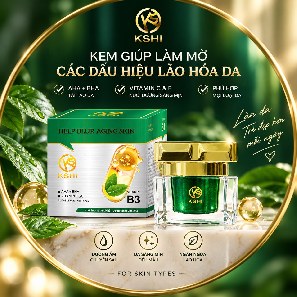 Kem Làm Mờ Các Dấu Hiệu Lão Hóa KSHI Vitamin B3 (20g)
