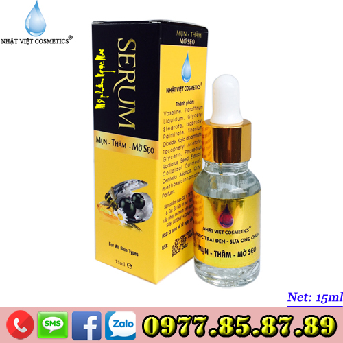 NHẬT VIỆT COSMETICS - Serum trị mụn, Xóa thâm, Mờ sẹo Ngọc trai đen - Sữa ong chúa (15ml) | Mỹ Phẩm Ngọc Mai