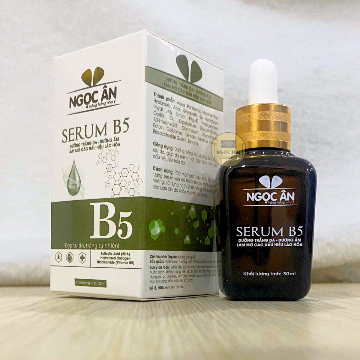 Serum dưỡng trắng da Ngọc Ân B5 giúp dưỡng trắng da, dưỡng ẩm, làm mờ các dấu hiệu lão hóa