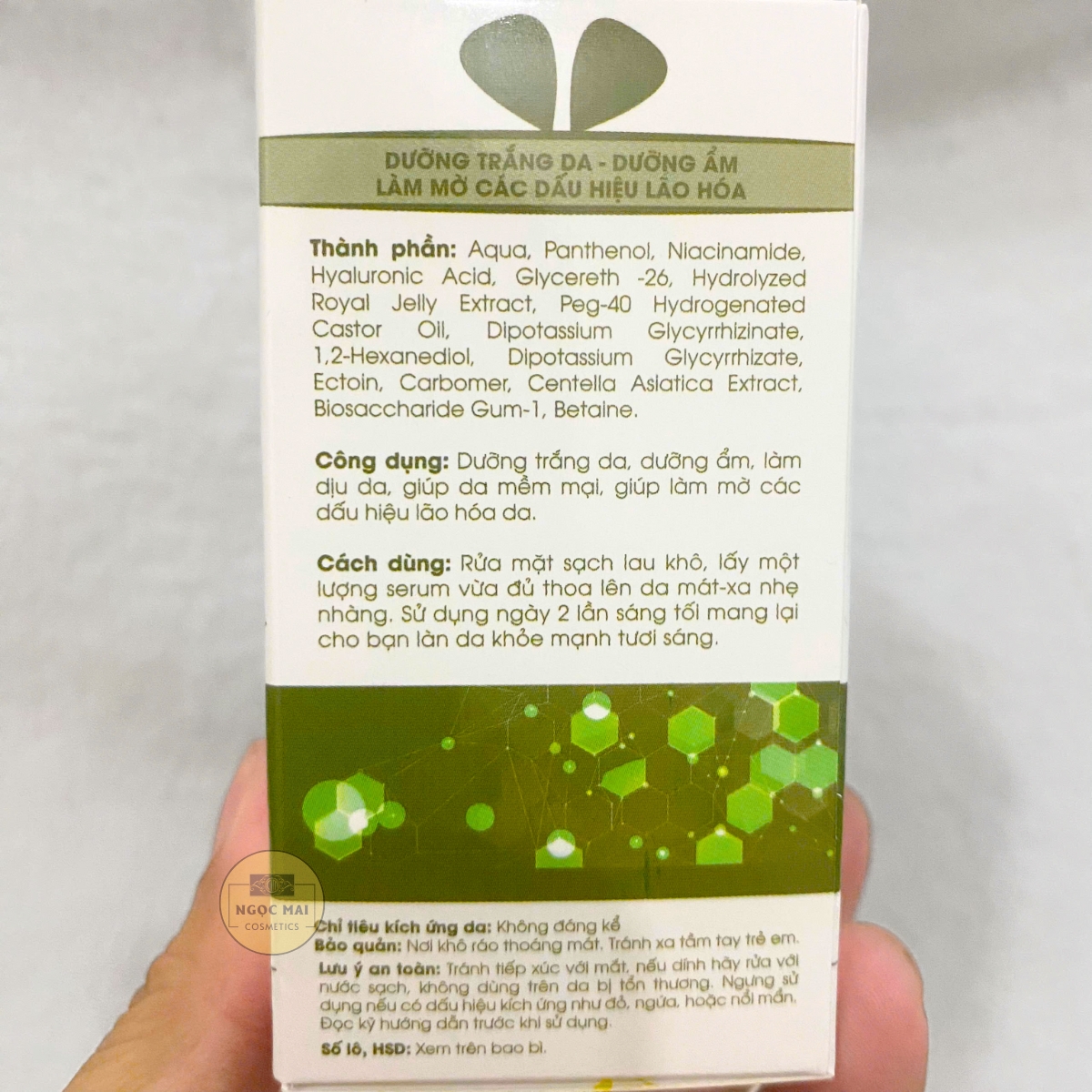 Serum dưỡng trắng da Ngọc Ân B5 giúp dưỡng trắng da, dưỡng ẩm, làm mờ các dấu hiệu lão hóa