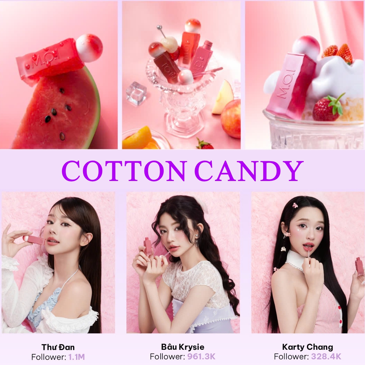 Son tint lì Cotton Candy M.O.I Cosmetics son tint lì, mịn môi