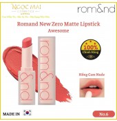 Son Thỏi Romand New Zero Matte Lipstick No.6 - Awesome - Hồng Cam Nude (3g) Hàn Quốc Chính Hãng